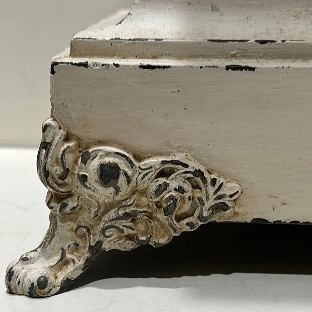 Antique Gold and White Mantel Clock with Ornate Columns